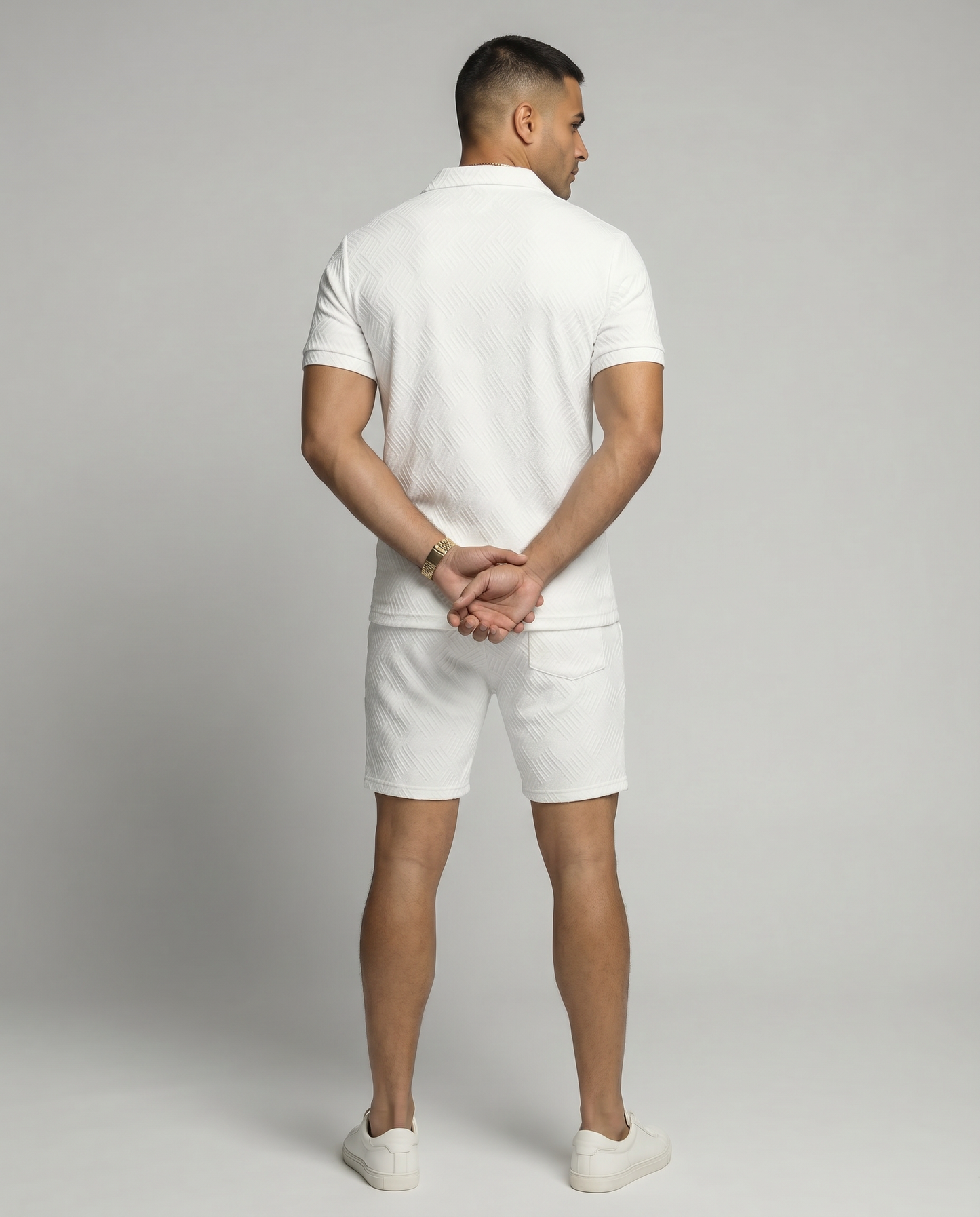 Como Textured Zip Polo Set