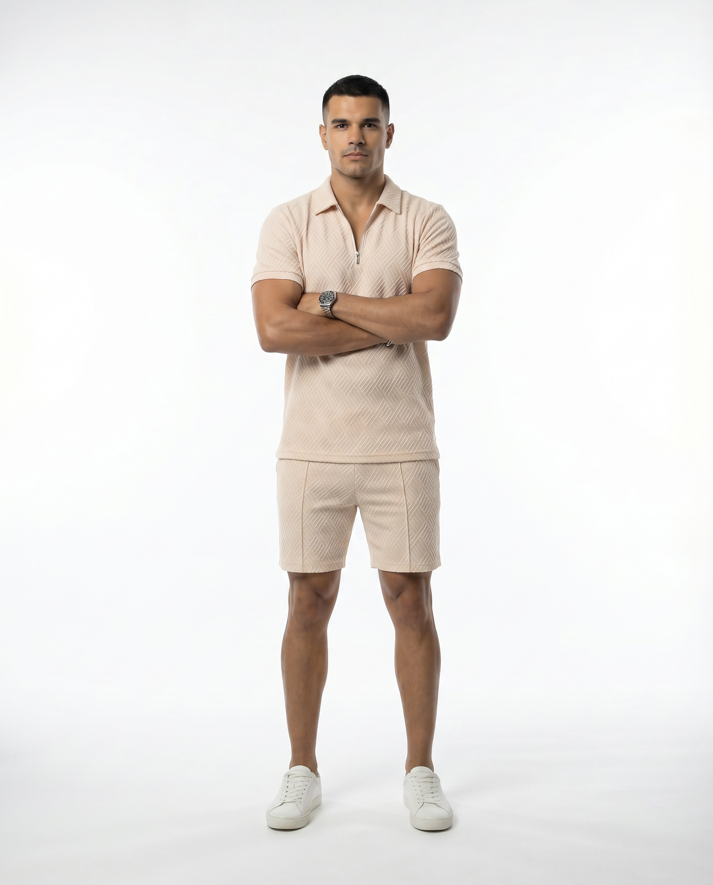 Como Textured Zip Polo Set