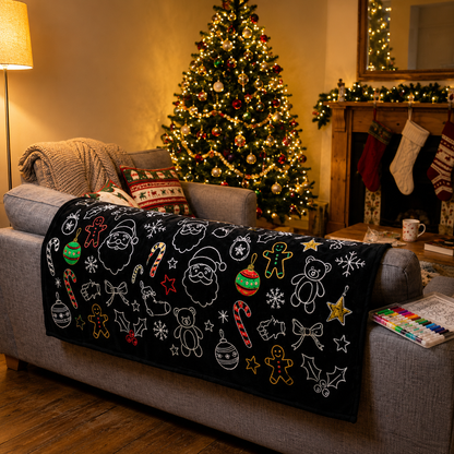 Fuzzy Velvet Coloring Blanket with 24 Markers