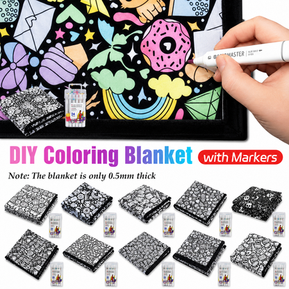 Fuzzy Velvet Coloring Blanket with 24 Markers