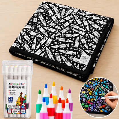 Fuzzy Velvet Coloring Blanket with 24 Markers