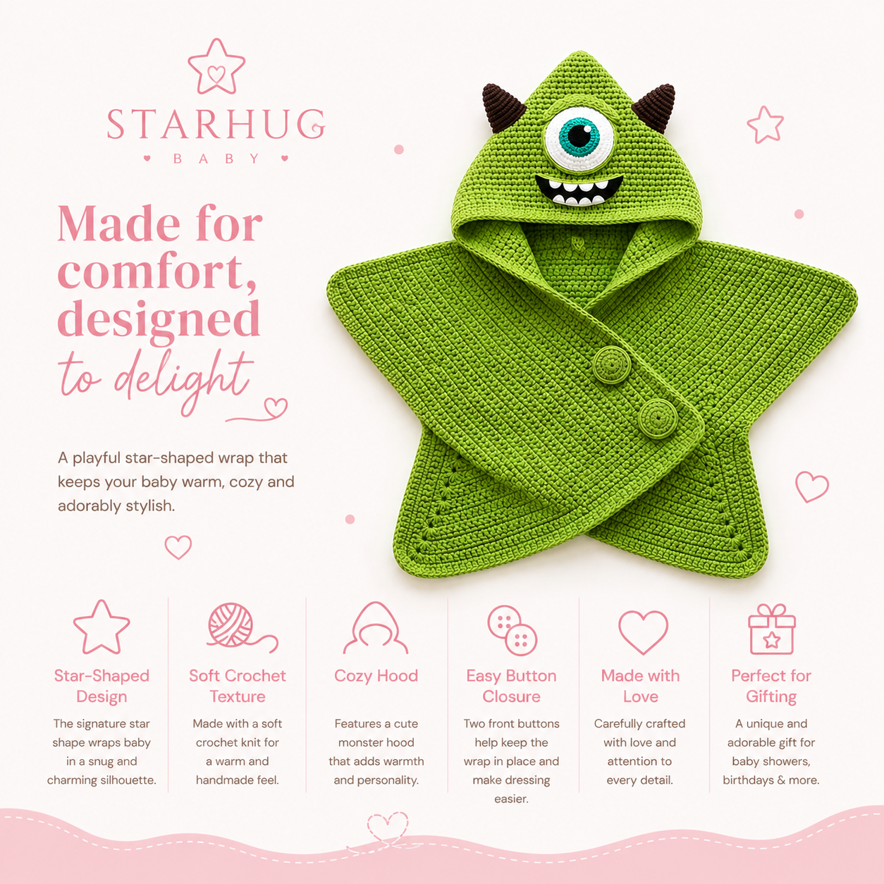 Baby Star Crochet Swaddle Blanket