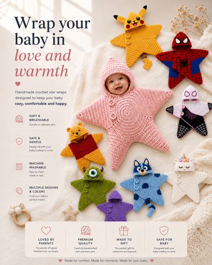 Baby Star Crochet Swaddle Blanket