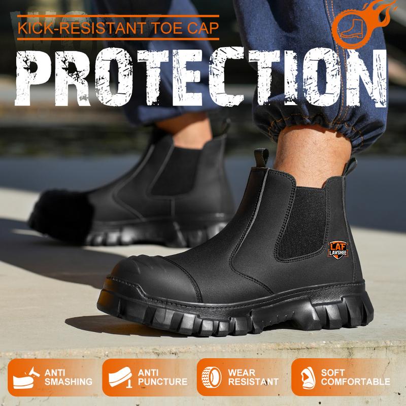 Men's Steel Toe Chelsea Work Boots - Lightweight, Anti-Slip Safety Boots
