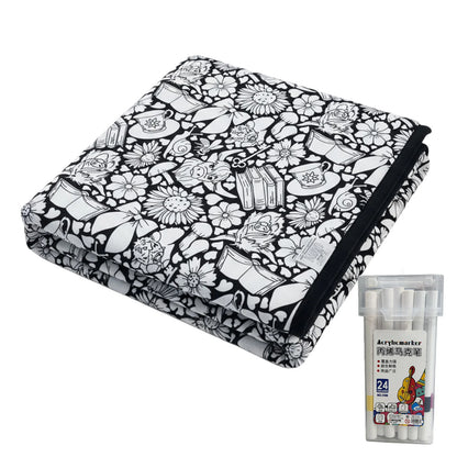 Fuzzy Velvet Coloring Blanket with 24 Markers
