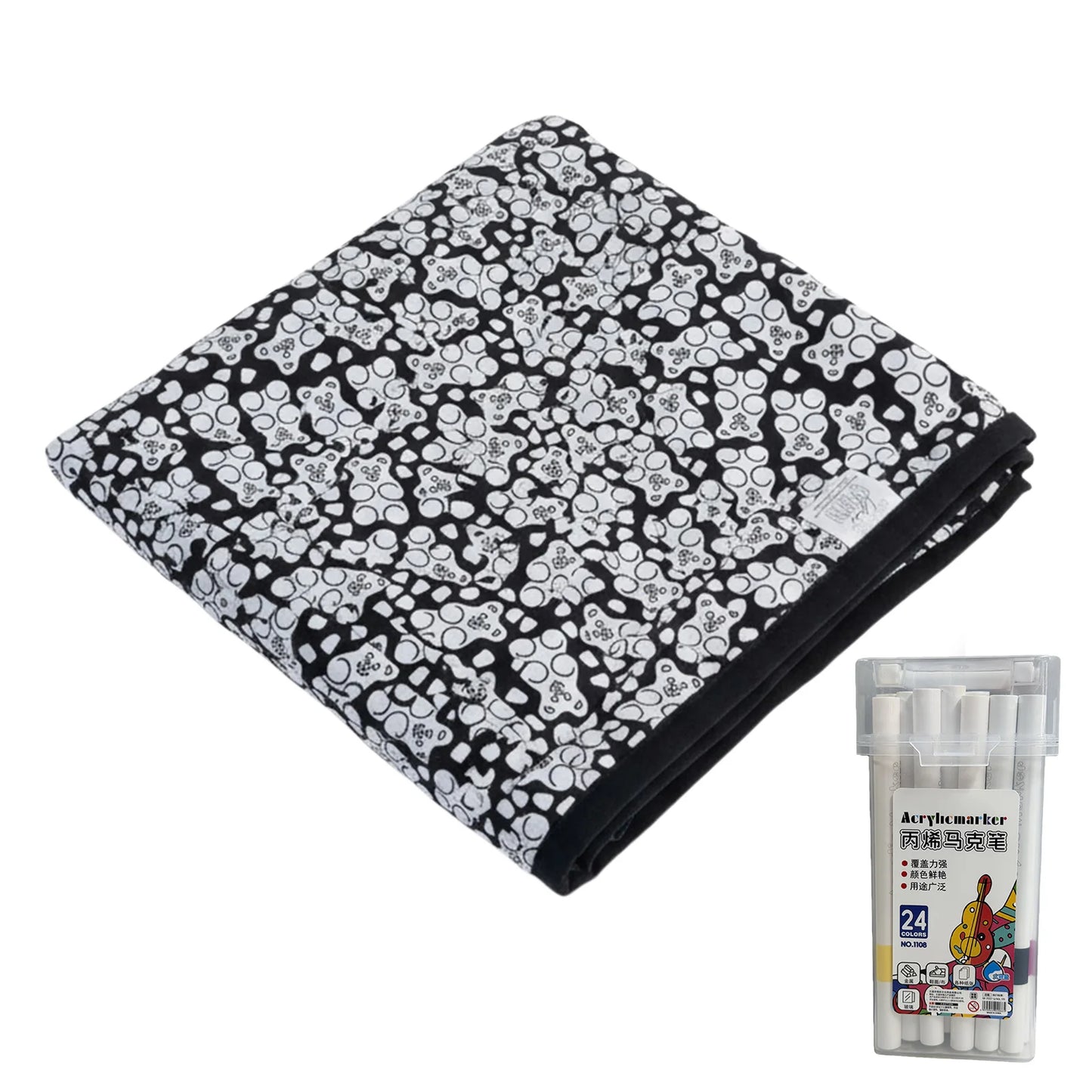 Fuzzy Velvet Coloring Blanket with 24 Markers