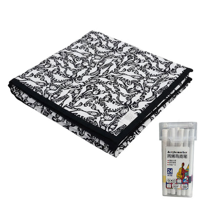 Fuzzy Velvet Coloring Blanket with 24 Markers