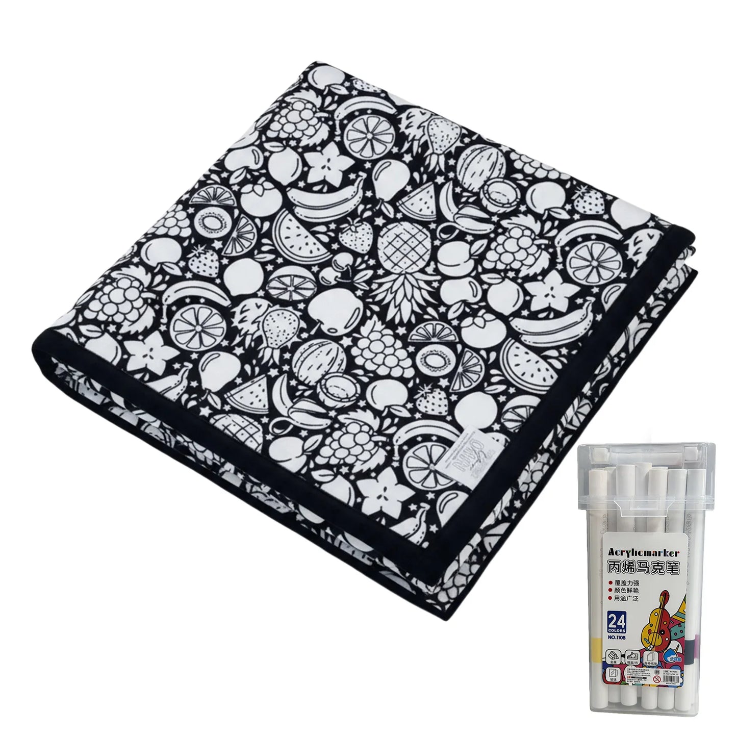 Fuzzy Velvet Coloring Blanket with 24 Markers