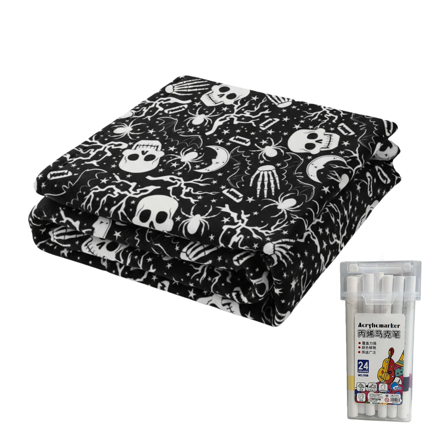 Fuzzy Velvet Coloring Blanket with 24 Markers