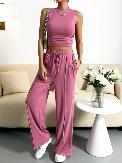 Summer Casual Women's Pants Sets Fashionable Solid