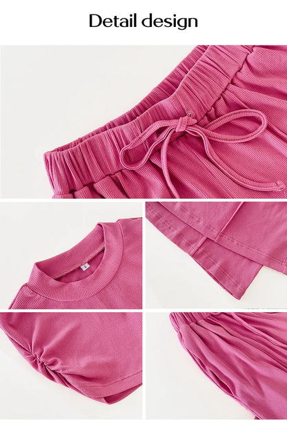 Summer Casual Women's Pants Sets Fashionable Solid